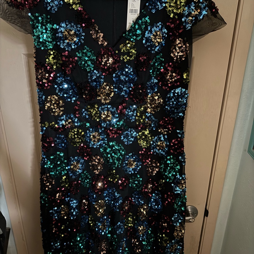 Eva Franco Black and Blue Sequin Dress